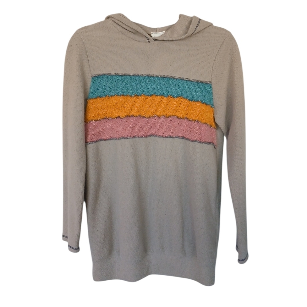 Lovely Melody Light Sweater Tunic With Hood Size Small